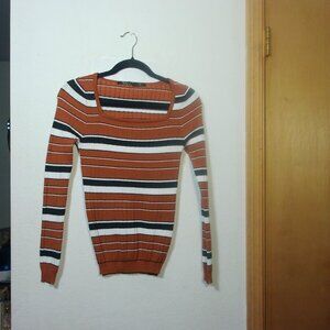 L.A. Knit Collection Striped Longsleeve ribbed knit Sweater Size: M